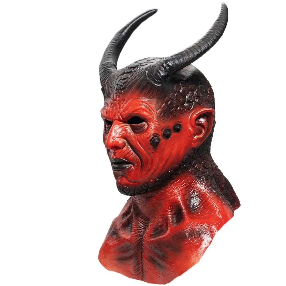Horror Devil Latex Mask Cosplay Spooky Demon  Hellfire Beast Prank  Helmet Stage Performance Carnival Halloween Party Props