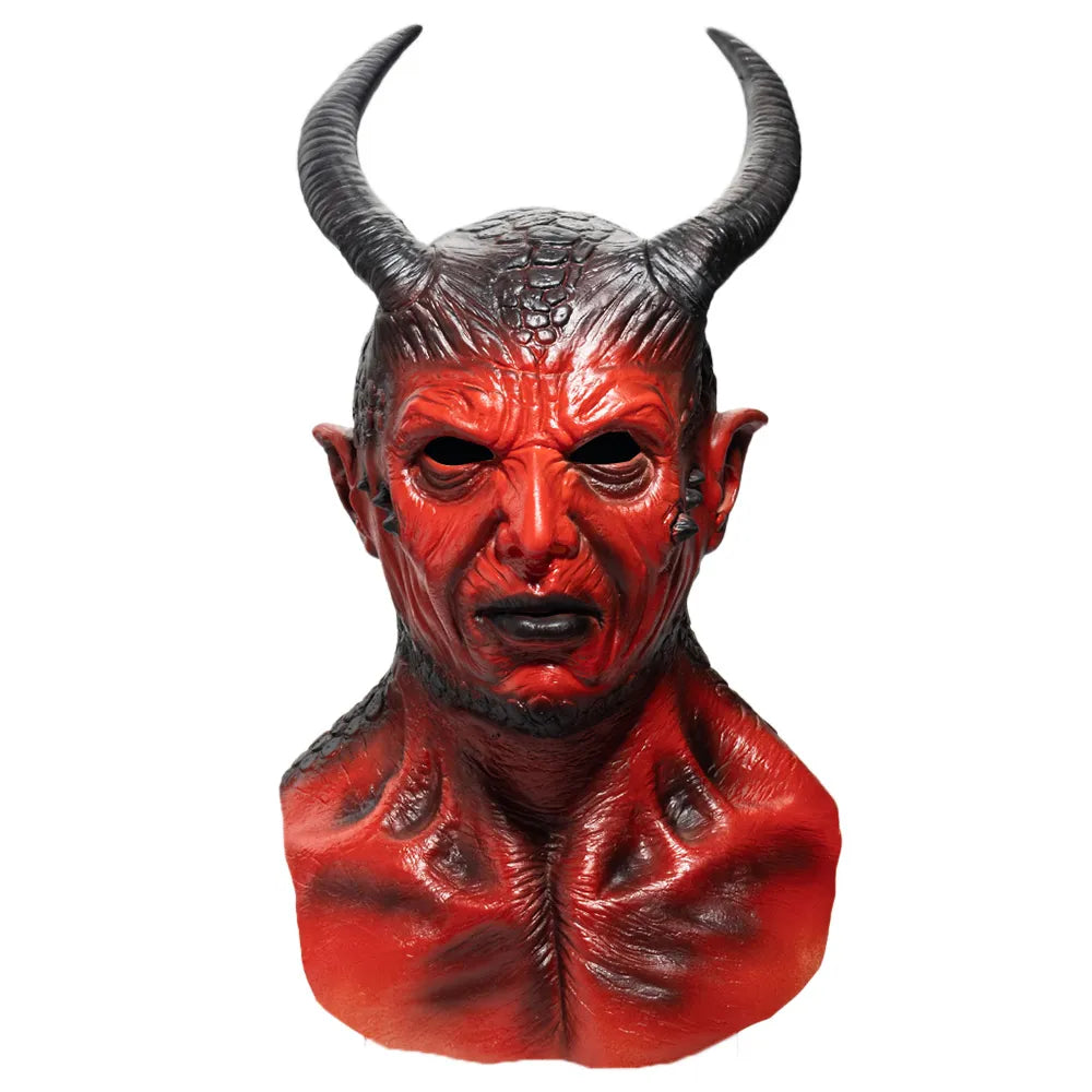 Horror Devil Latex Mask Cosplay Spooky Demon  Hellfire Beast Prank  Helmet Stage Performance Carnival Halloween Party Props