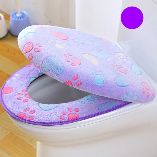 Thick Coral velvet luxury toilet Seat Cover Set soft Warm  One / Two-piece toilet Case Waterproof Bathroom WC Cover