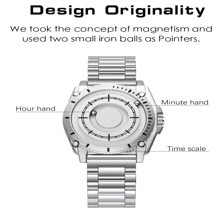 Black Metal Magnetic Watch Men Sports Quartz Men Fashion Watch Waterproof Mens Wristwatch Male Clock 2021