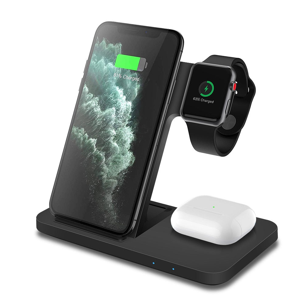 15W Fast Wireless Charger Dock Station For iPhone 14 13 12 11 XS XR X 8 Apple Watch 8 7 6 SE 5 AirPods 3 Pro Charging Stand