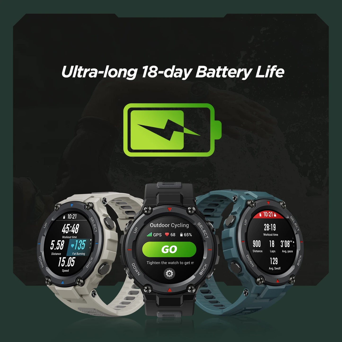 Amazfit T-rex Trex Pro T Rex GPS Waterproof Smartwatch Outdoor 18-day Battery Life 390mAh Smart Watch For Android iOS Phone