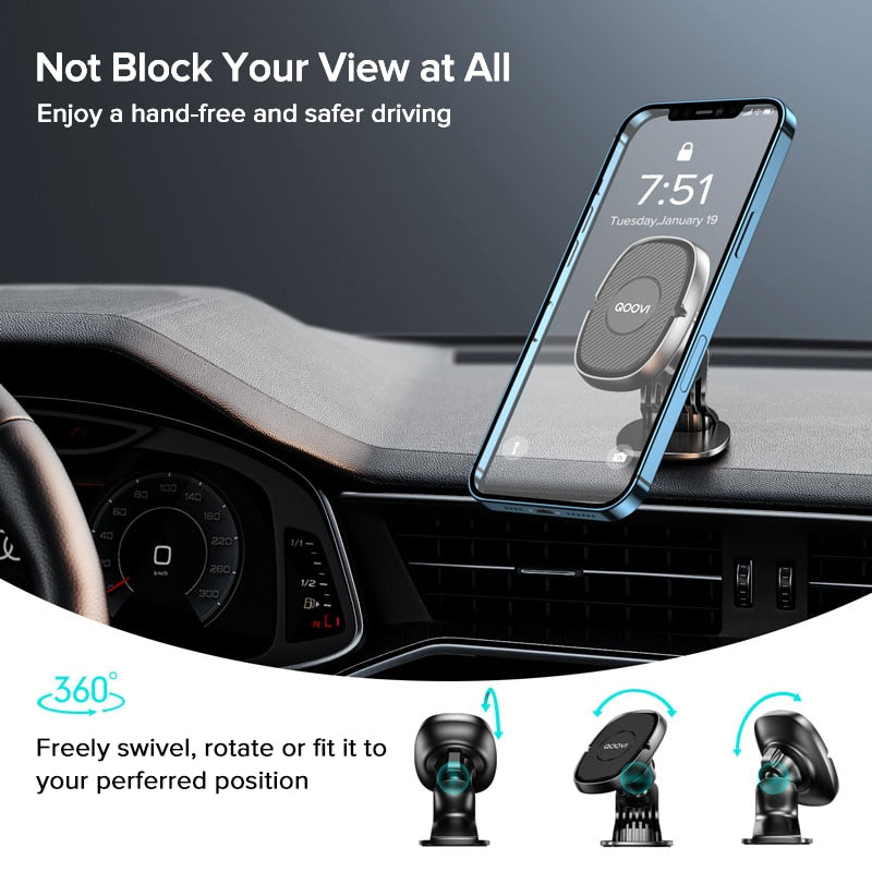 Magnetic Car Phone Holder Stand 360 Degree Mobile Cell Air Vent Magnet Mount GPS Support For iPhone Xiaomi Samsung Huawei