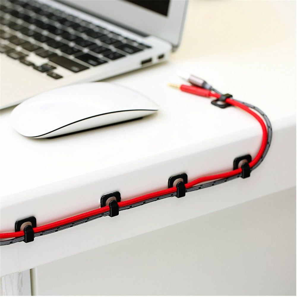 18/20pcs Usb Organizer Cables Desk Cable Holder Self-adhesive Cable Clip Cord Holder Cable Winder Wire Clips Office Accessories