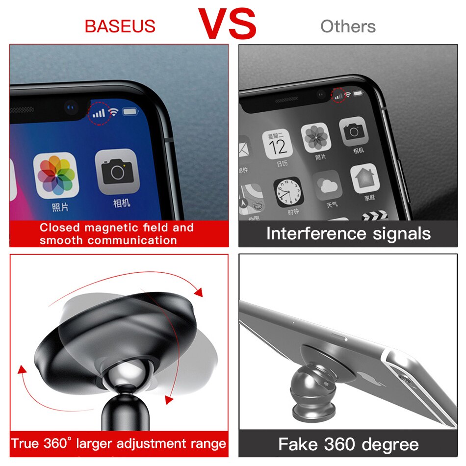 Baseus Universal Car Holder For Mobile Phone Holder Stand in Car Mount Phone Holder For Car 360 Degree Magnetic Car Phone Holder