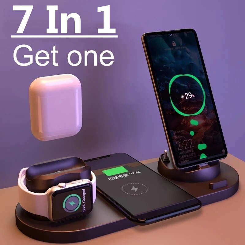 30W 7 in 1 Wireless Charger Stand Pad For iPhone 14 13 12 Pro Max Apple Watch Fast Charging Dock Station for Airpods Pro IWatch