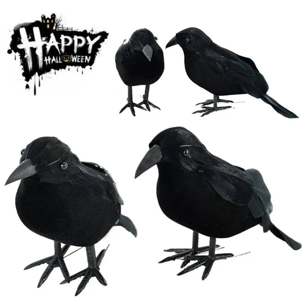 Small Simulation Fake Bird Realistic Halloween Black Crow Model Home Decoration Animal Scary Toys Eye-catching Lightweight