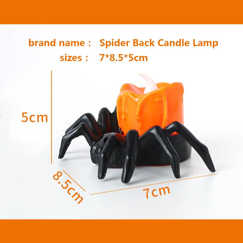 Halloween Decorations LED Candle Light Plastic Spider Pumpkin Lamp for Home Bar Haunted House Halloween Party Decor Horror Props
