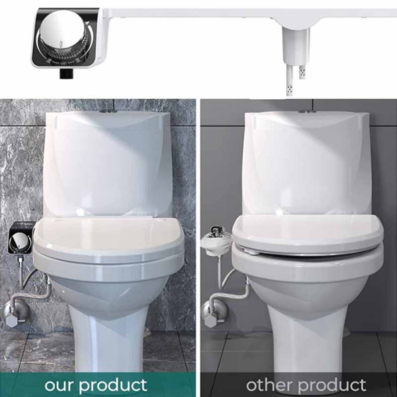 Bidet Attachment Ultra-Slim Toilet Seat Double Nozzle Spiral Adjustable Water Pressure Non-Electric Ass Sprayer With Hose