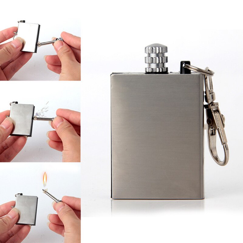 Portable Match Lighter Stainless Steel Shell Lighters with Key Ring No Fuel Permanent Fire Men Birthday Gift Lighter Accessories
