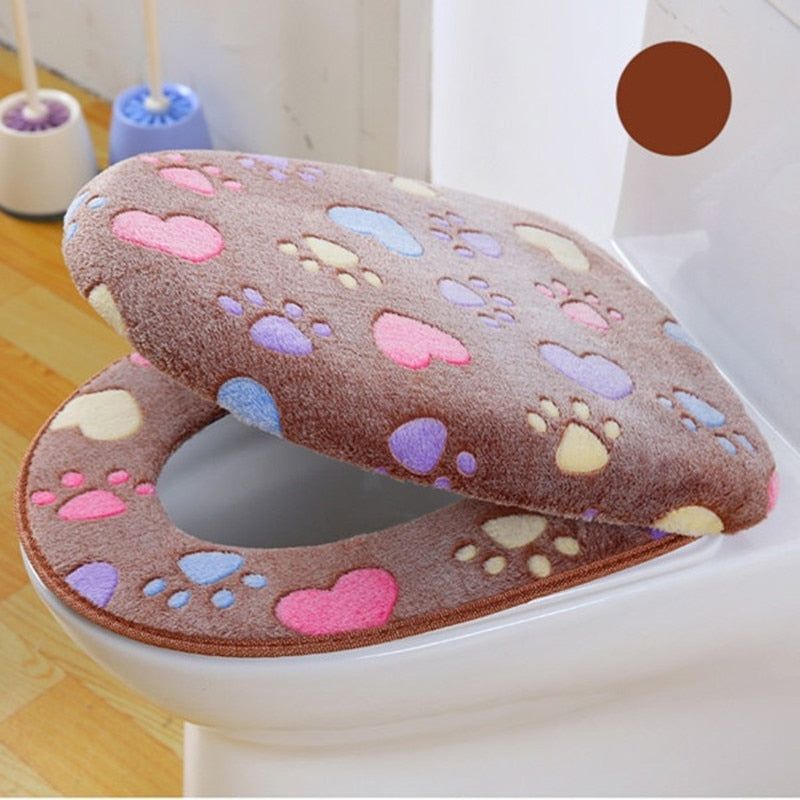 Thick Coral velvet luxury toilet Seat Cover Set soft Warm  One / Two-piece toilet Case Waterproof Bathroom WC Cover