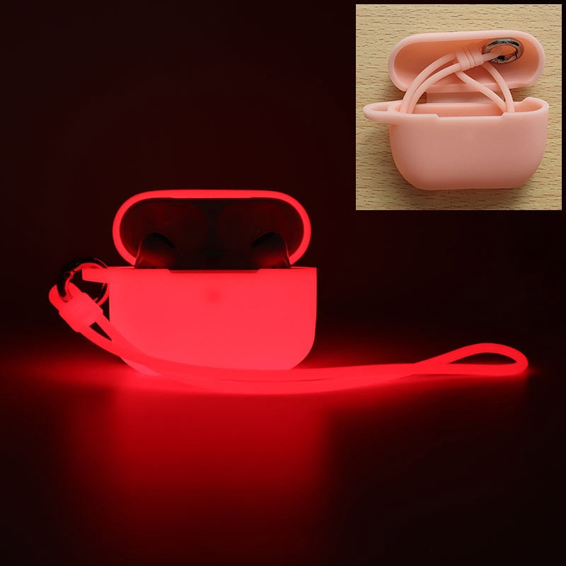 Luminous Silicone Case for Apple AirPods Pro Thickness Protective Shell for Air Pods Earphone Accessories with Rope