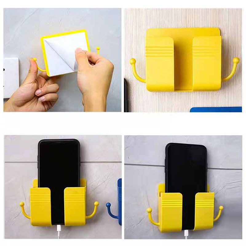 Punch Free Wall Mounted Storage Box Organizer TV Remote Control Mounted Mobile Phone Plug Charging Holder
