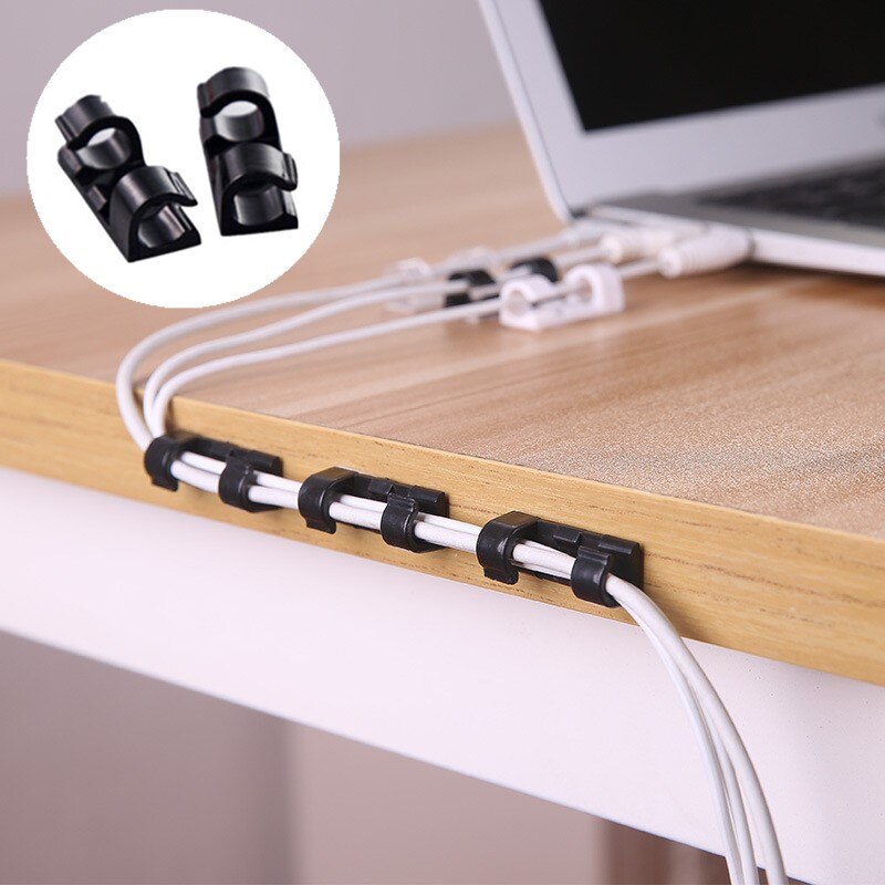 18/20pcs Usb Organizer Cables Desk Cable Holder Self-adhesive Cable Clip Cord Holder Cable Winder Wire Clips Office Accessories