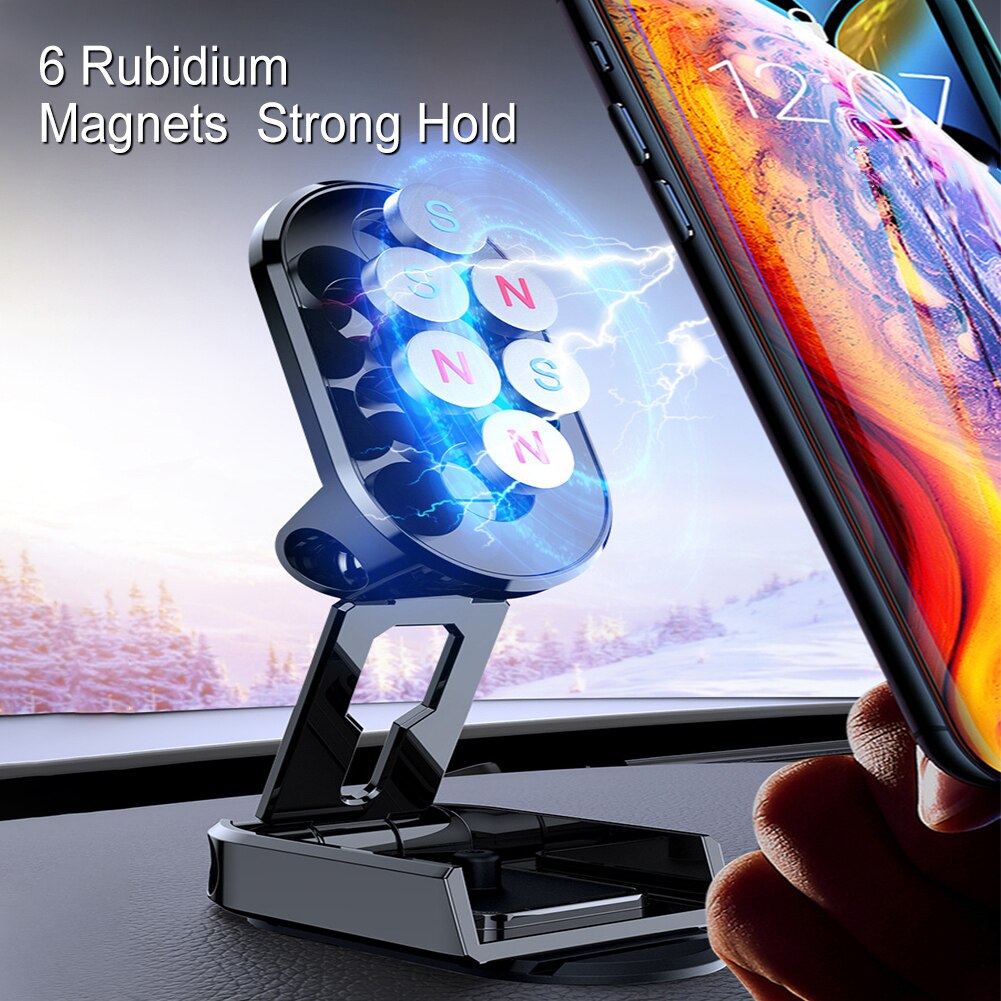 Foldable Magnetic Car Phone Holder 360 Rotatable Magnet Smartphone Support Mount Portable Mobile Phone Stand in Car For iPhone