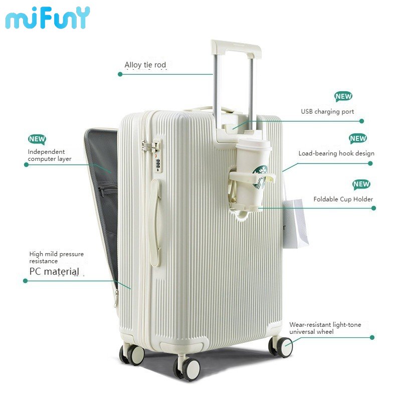 Mifuny Female Luggage New 2023 Multifunctional Boarding Cabin Universal Wheel 24 Pull Rod Travel Trolley Male Password Suitcase