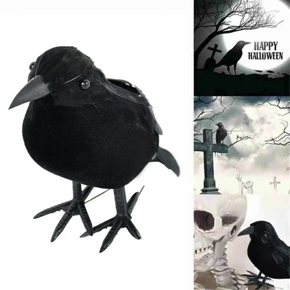 Small Simulation Fake Bird Realistic Halloween Black Crow Model Home Decoration Animal Scary Toys Eye-catching Lightweight