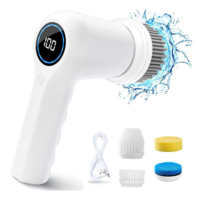 Electric Spin Scrubber Power Scrubber Cordless Cleaning Brush Shower Scrubber for Bathroom Floor Car Wheel Tub Tile 4 Heads