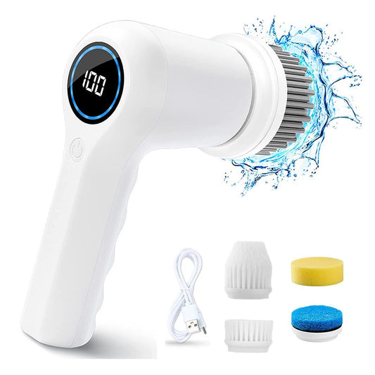 Electric Spin Scrubber Power Scrubber Cordless Cleaning Brush Shower Scrubber for Bathroom Floor Car Wheel Tub Tile 4 Heads