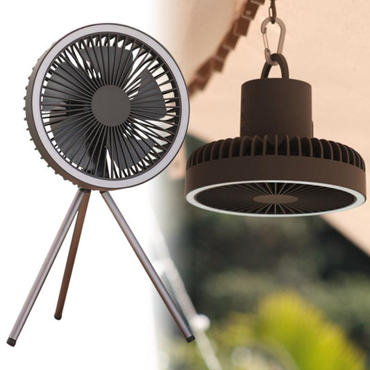 Portable Camping Fan Rechargeable Multifunctional Mini Fan USB Outdoor Camping Ceiling Fan Led Light Tripod Stand Desktop Fan