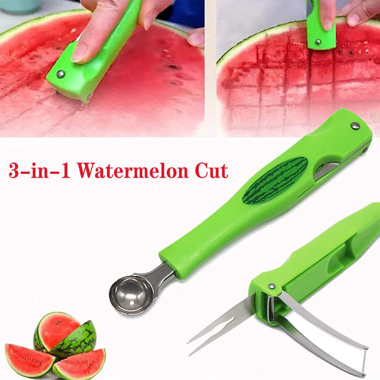 3 IN 1 Watermelon Splitter Pulp Spoon Fruit Ball Digger 304 Stainless Steel Household Watermelon Cutting Manual Kitchen Tool