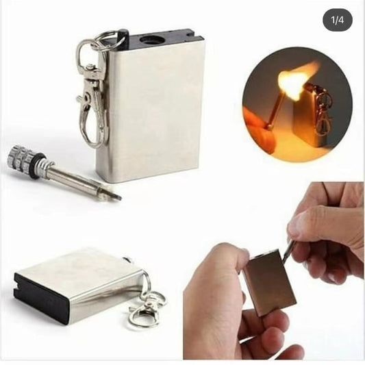 Portable Match Lighter Stainless Steel Shell Lighters with Key Ring No Fuel Permanent Fire Men Birthday Gift Lighter Accessories