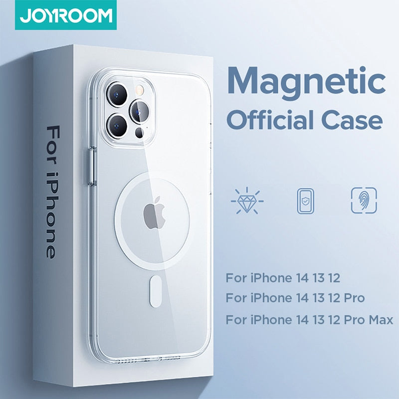 Joyroom Magnetic Case For iPhone14 13 12 Pro Max Transparent Cover For iPhone 13 Pro Max Case Wireless Charger Magnet Back Cover